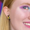 Spiffy The Supportive Dog Enamel Earrings