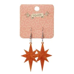 Starburst Ripple Resin Drop Earrings - Orange