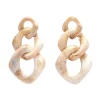 Statement Marble Chain Earrings - Cream