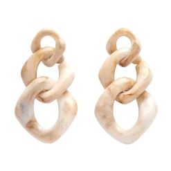 Statement Marble Chain Earrings - Cream