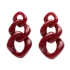 Statement Marble Chain Earrings - Ruby Red