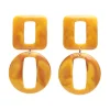 Statement Marble Chunky Drop Earrings - Mustard