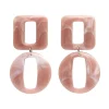Statement Marble Chunky Drop Earrings - Pink