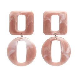 Statement Marble Chunky Drop Earrings - Pink