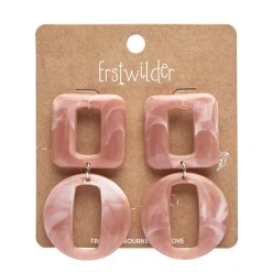 Statement Marble Chunky Drop Earrings - Pink