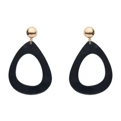 Statement Ripple Resin Tear Drop Earrings - Black