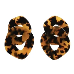 Statement Tort Chunky Chain Earrings - Brown