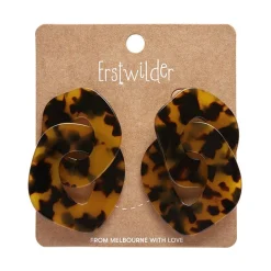 Statement Tort Chunky Chain Earrings - Brown