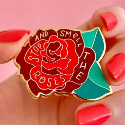 Stop And Smell The Roses Enamel Pin