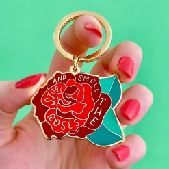 Stop And Smell The Roses Enamel Key Charm