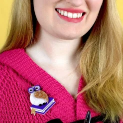 Studious Snow Owl Brooch
