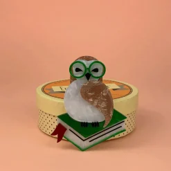 Studious Snow Owl Brooch