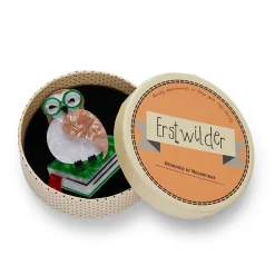 Studious Snow Owl Brooch