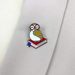 Studious Snow Owl Enamel Pin