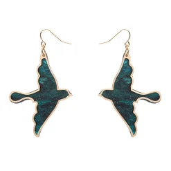 Swallow Ripple Glitter Resin Drop Earrings - Green