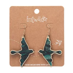 Swallow Ripple Glitter Resin Drop Earrings - Green