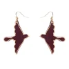 Swallow Ripple Glitter Resin Drop Earrings - Burgundy
