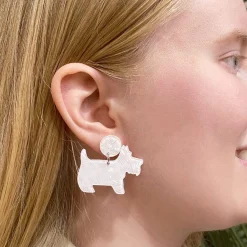 Terrier Textured Resin Drop Earrings - White