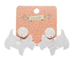 Terrier Textured Resin Drop Earrings - White
