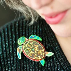 The Graceful Green Sea Turtle Brooch