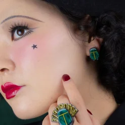 The Heart Of Egypt Scarab Stud Earrings