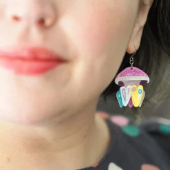 The Whimsical White Spotted Jellyfish Drop Earrings