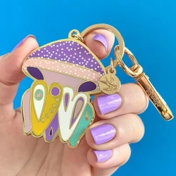 The Whimsical White Spotted Jellyfish Enamel Key Ring