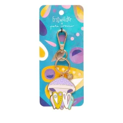 The Whimsical White Spotted Jellyfish Enamel Key Ring