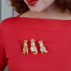 Three'S A Manner Meerkat Brooch Set