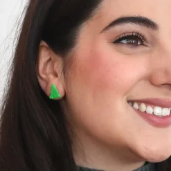 Tree Ripple Stud Earrings - Green