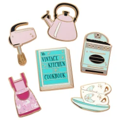 Vintage Kitchen Enamel Pin Pack - 6 Piece