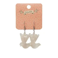 Wagtail Ripple Glitter Resin Drop Earrings - Cream
