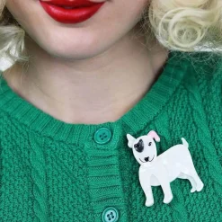 Willie The White Dog Brooch