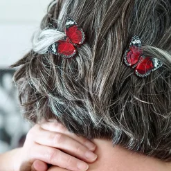 Wings Laced In Red Hair Clips Set - 2 Piece