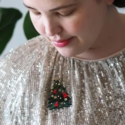Yuletide Timber Brooch